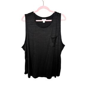Ava and Viv Black Tank Top Women's Size 3x Lagenlook Pocket Layering Staple